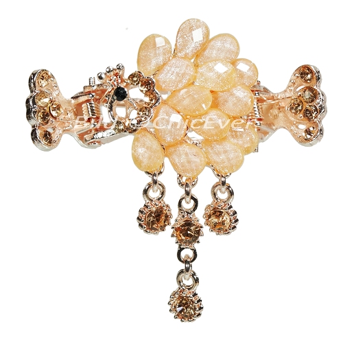 Haargreifer Pfau Haarspange Haarkneifer Haarklammer Metall & Strass champagner gold 4998d - zum Schließen ins Bild klicken